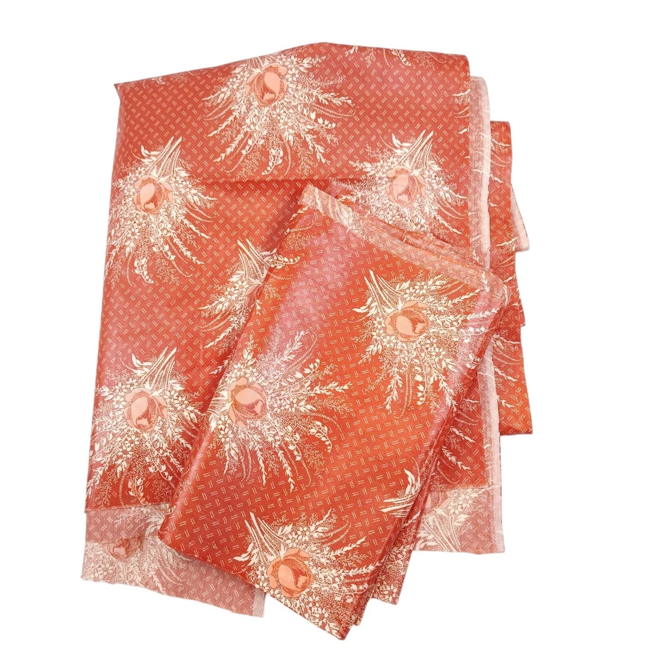 Tela de algodón pulido naranja vintage 1yd33in crema rústico trigo estampado floral Foto 2 de 4