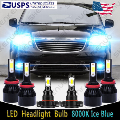 For Chrysler Town & Country 2010-2016 Front LED Headlight High Low Fog Bulbs C9L