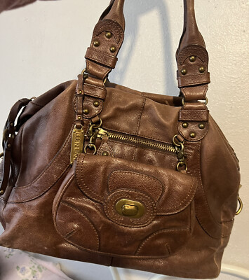 LOCKHEART Leather Organizer Multi Media Distressed  Leather Handbag Shoulder Bag
