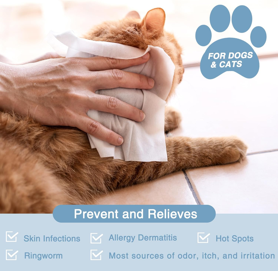 Antifungal and Antibacterial Wipes for Dogs & Cats, Dog Yeast Infection