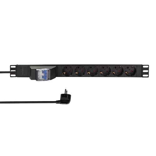 LogiLink PDU6C02 19" Steckdosenleiste 6-fach , mit 2-pol. Leitungsschutzschalter