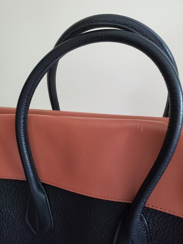 Bally sommet fold Leather Tote Bag genuine handbag with long strap black brown - Picture 8 of 16