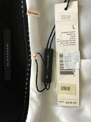 L* ELIE TAHARI stretch lined raglan sleeve belt jacket coat