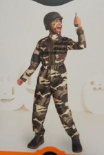Kids' Army Soldier Halloween Costume Jumpsuit Helmet Walkie Talkie Size Small