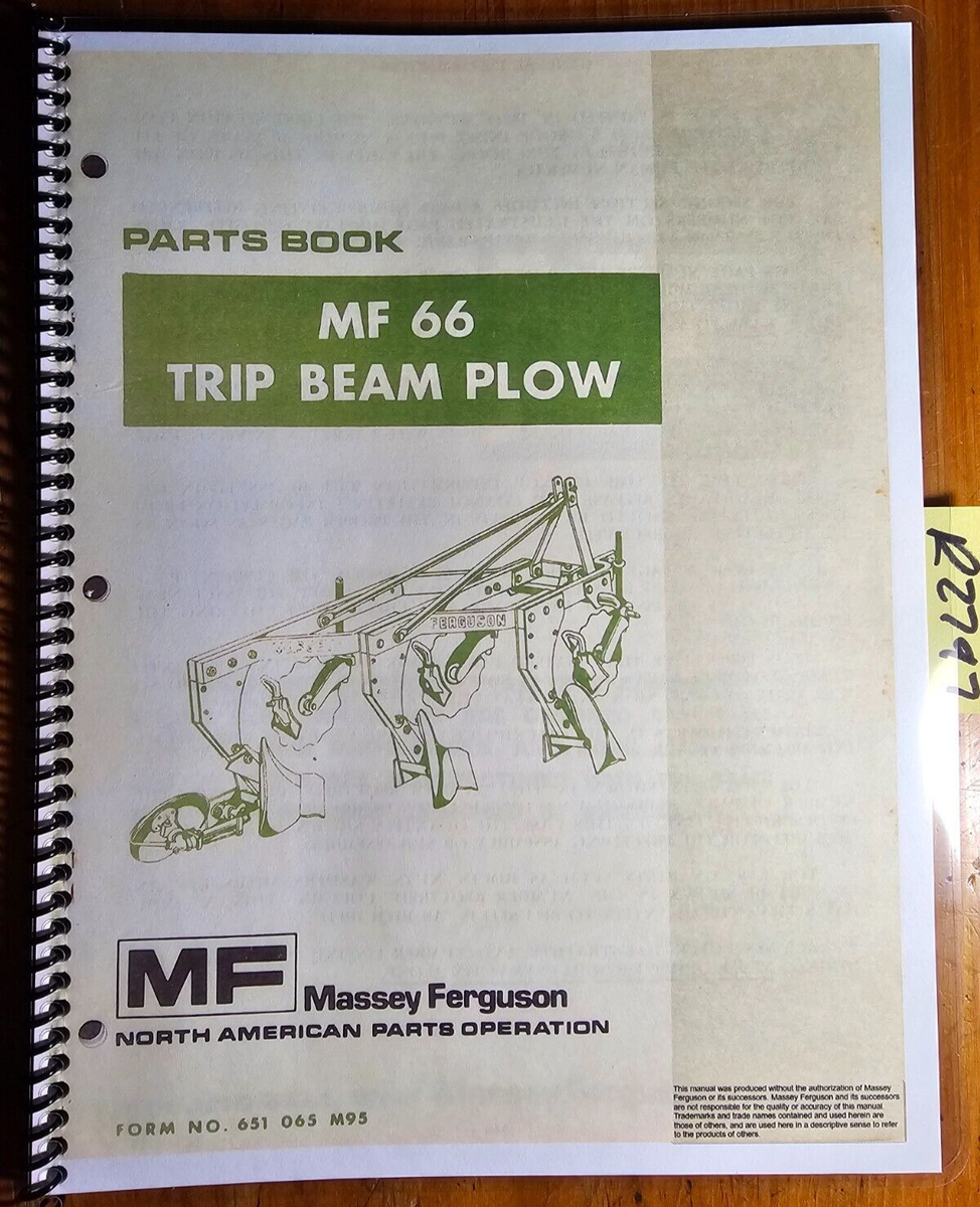 Massey Ferguson MF 66 Trip Beam Plow Parts Book Manual 651 065 M95