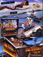 No Fear Pinball FLYER Original NOS Game Artwork 1995 Dangerous Sports Retro Art