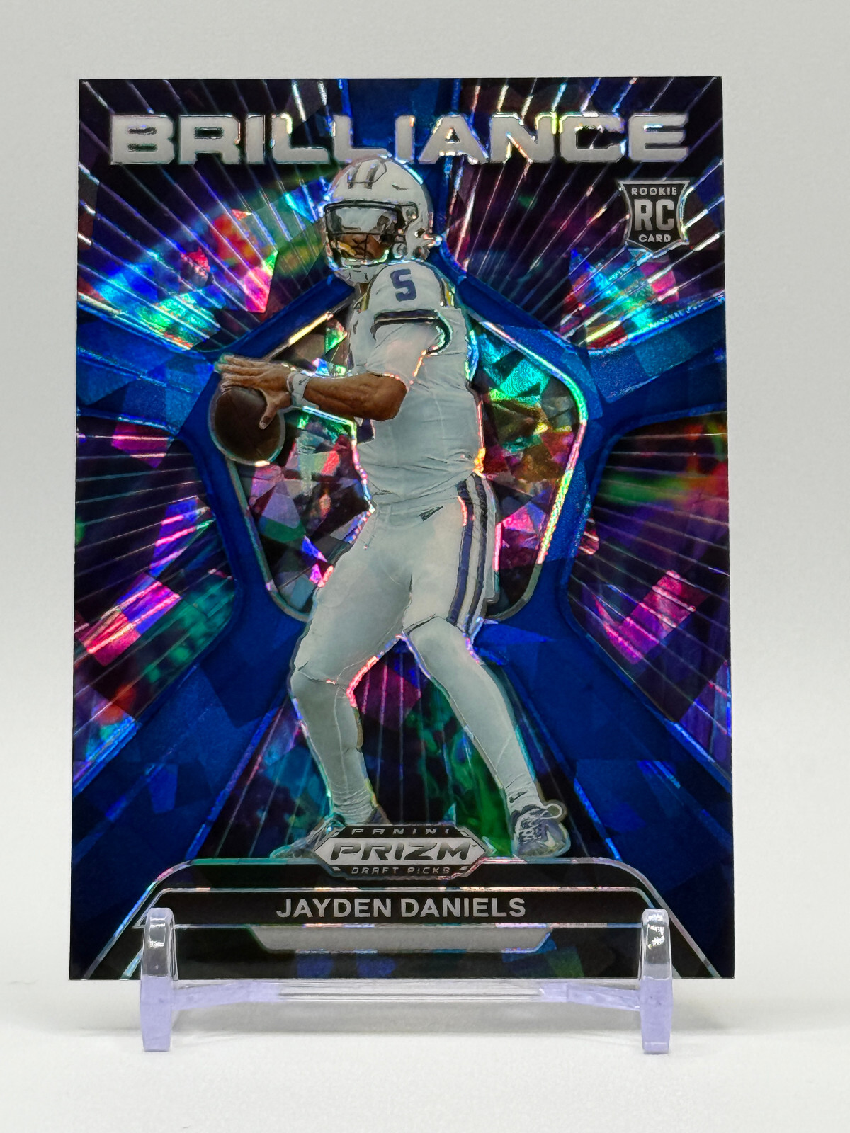 2024 Panini Prizm Draft Picks Jayden Daniels Brilliance Blue Ice 56/99 #BR-JD