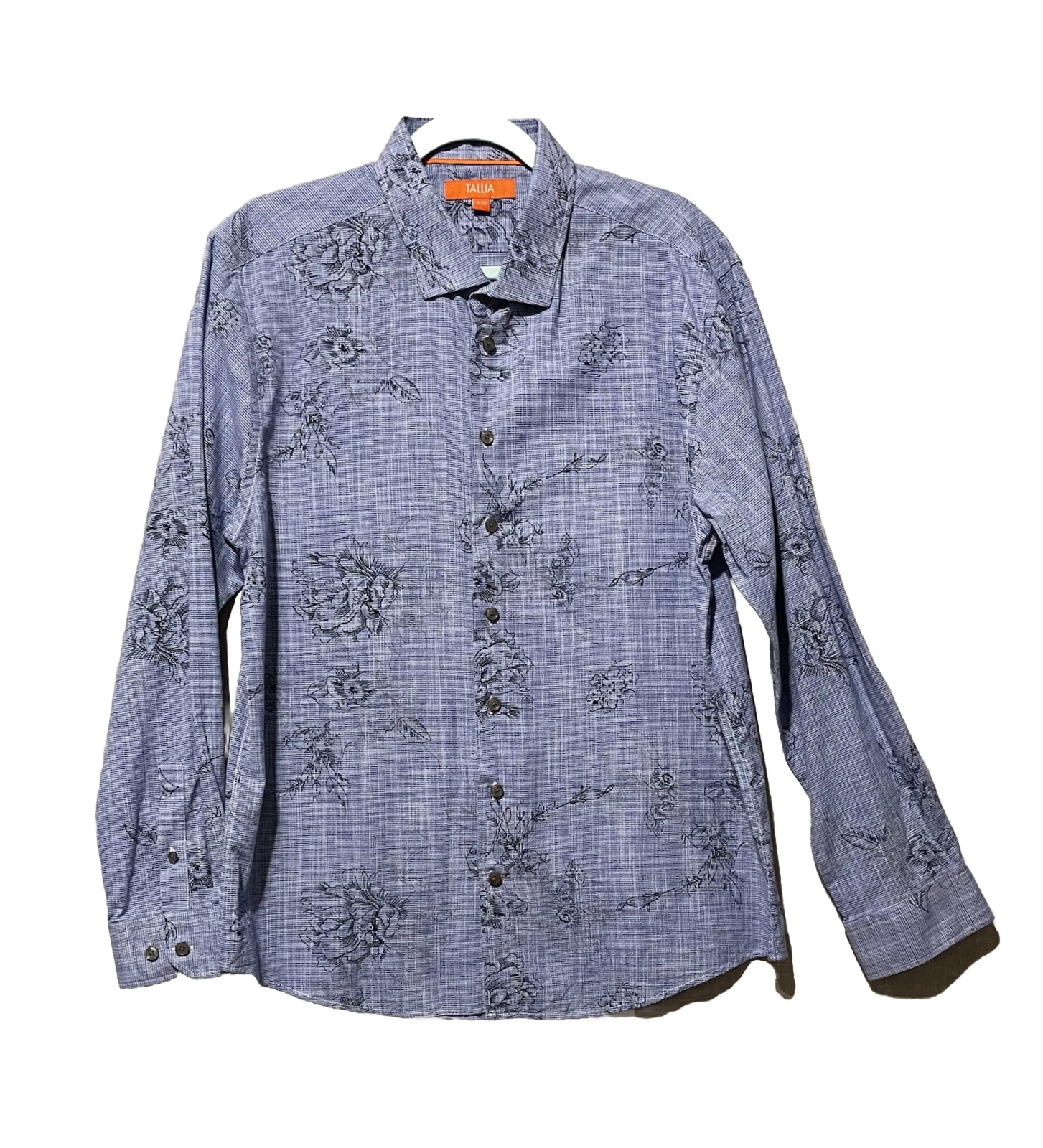 Tallia Shirt Men's XL Blue Check Floral Long Sleeve Coastal Tropical
Opens in a new window or tab
