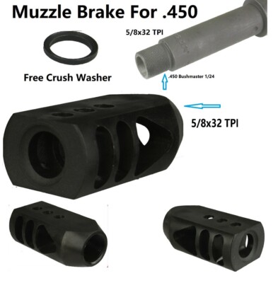 All Steel 5/8x32 TPI Tanker Competition Muzzle Brake For .450 BM (Also .458)