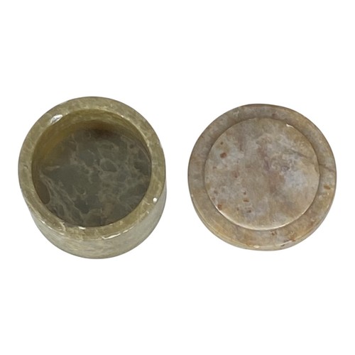 Vintage Trinket Pill Box Round Stone With Floral Inlay - Picture 8 of 8