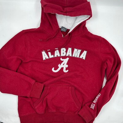 Alabama Crimson Tide Mens Pullover Hoodie Size M Red Cotton Stretch Sweatshirt
