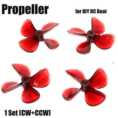 For DIY RC Ship Boat Underwater Thrusters CW/CCW Propeller Props Transparent Red