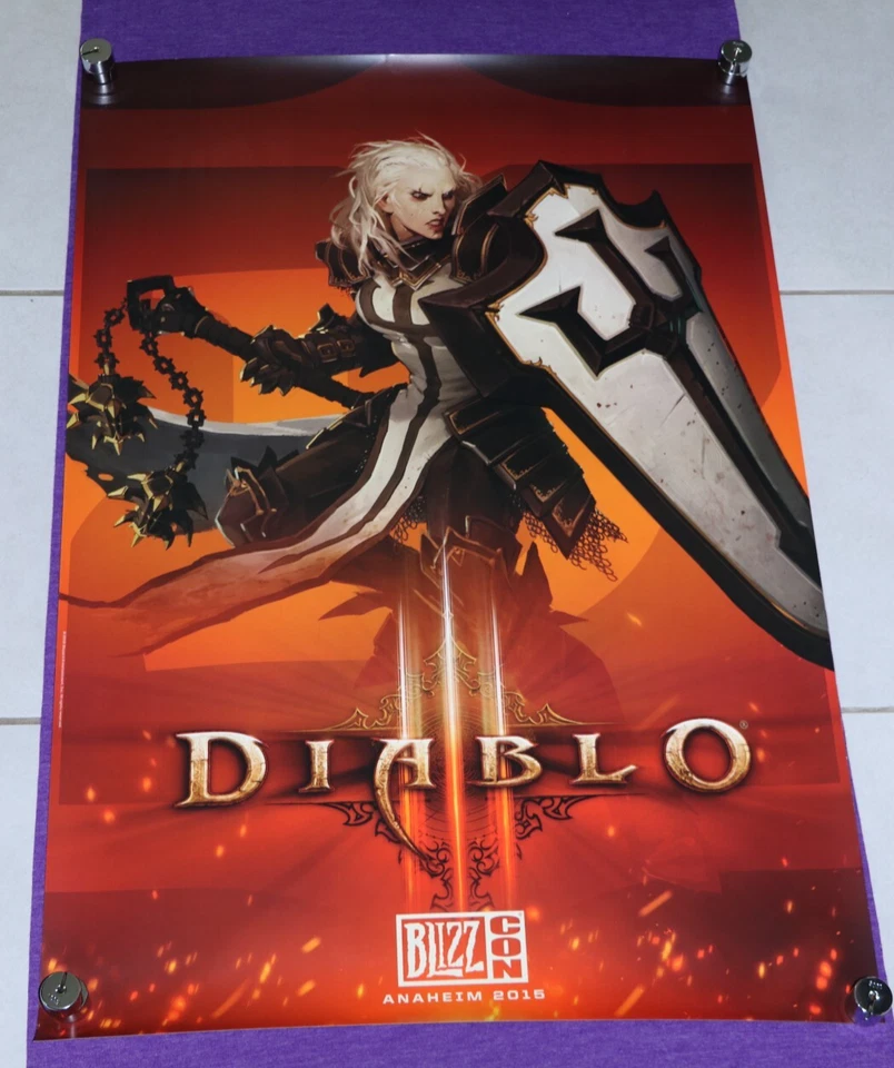 BLIZZCON BLIZZARD 2015 OFFICIAL DIABLO 3 III FEMALE CRUSADER POSTER- NEW - Image 2 of 2