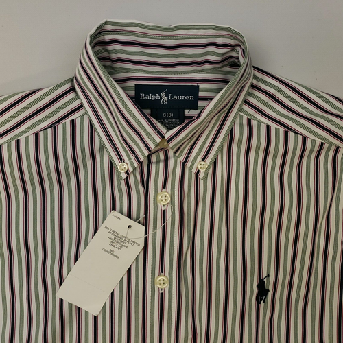 Camisa Ralph Lauren NIÑOS PEQUEÑA 8 Calce Regular Blanca Manga Larga Rayas TOTALMENTE NUEVA - Imagen 6 de 14