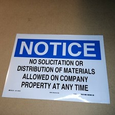 10x14 "NOTICE NO SOLICITATION" Adhesive Vinyl Sign Decal