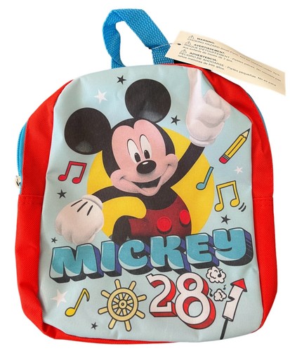 Mickey Mouse Backpack Youth 10"x 8"x 2.5" Red Blue Multi Pocket 28 Disney School - Picture 3 of 8