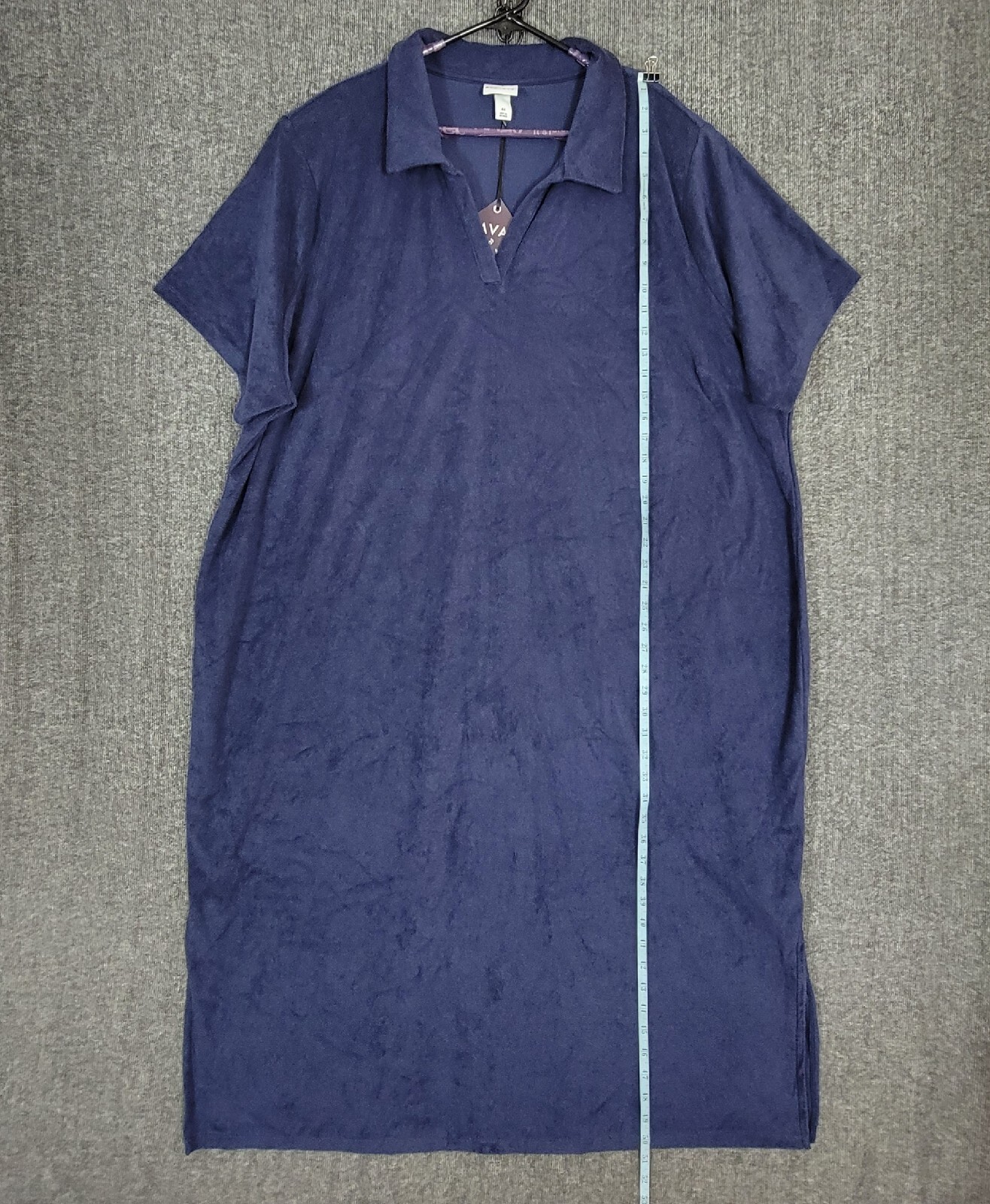 Ava & Viv Dress Womens 4X Blue Maxi Terry Cloth Short Sleeve Collared eBay