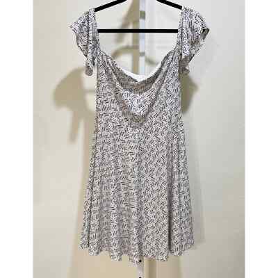 Leith Off The Shoulder Fit and Flare Dress White / Black Size M | eBay