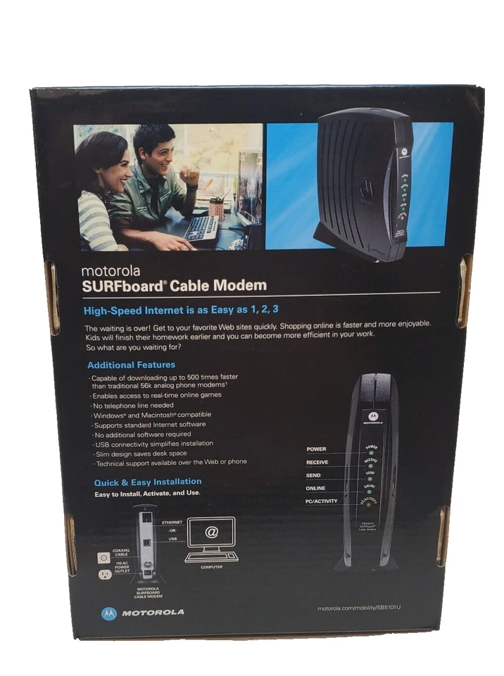 Motorola SURFboard Docsis 2.0 Cable Modem Black SB5101U - Image 4 of 4