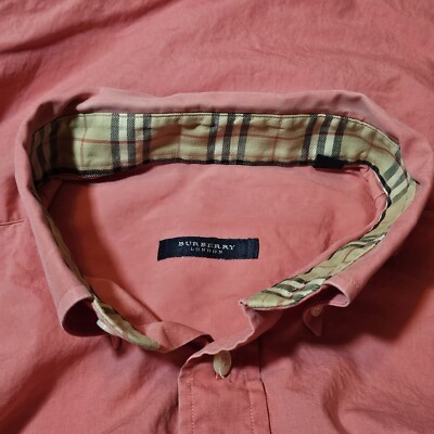 【BURBERRY LONDON】ノバチェック シャツ ピンク 44 Vintage Burberry London Button Up Shirt Large Pink Nova Check USA