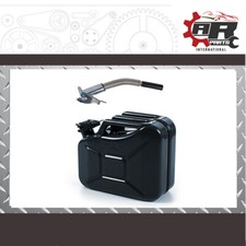 10lt BLACK Metal Jerry Gerry Can + Flexi Spout - Fuel Storage Petrol DIesel 10L