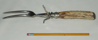 Vintage Quality H. BOKER & Co Tree Brand Carving Fork Stag/Antler Handle Germany