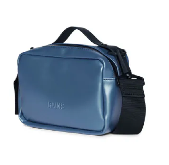 ショルダーバッグ RAINS Box Micro W3 Shoulder Bag - RAINS - Synthetic - Blue RAINS Blue Box Bag Micro Laser Blue Crossbody Waterproof NWT