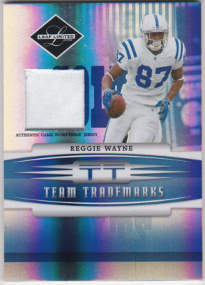 2006 Leaf Limited Team Trademarks Materials Prime #22 Reggie Wayne Jersey /30 