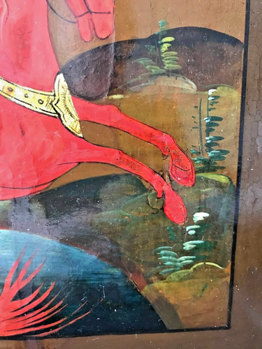 Antica icona russa del XIX secolo "Arcangelo Michele". RARO!!! - Foto 10 di 11
