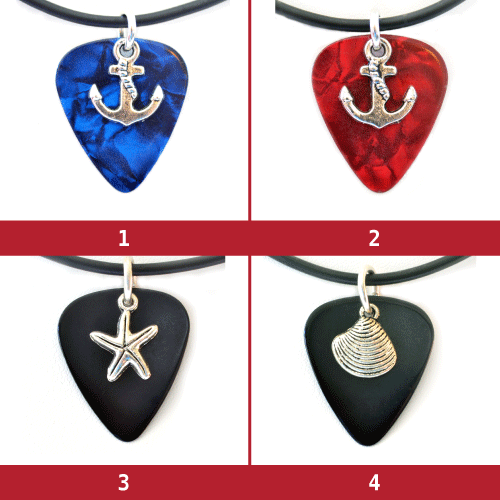 Collana Plettro Chitarra Charm Simbolo Nautico--Vari Colori e Design - Foto 1 di 7