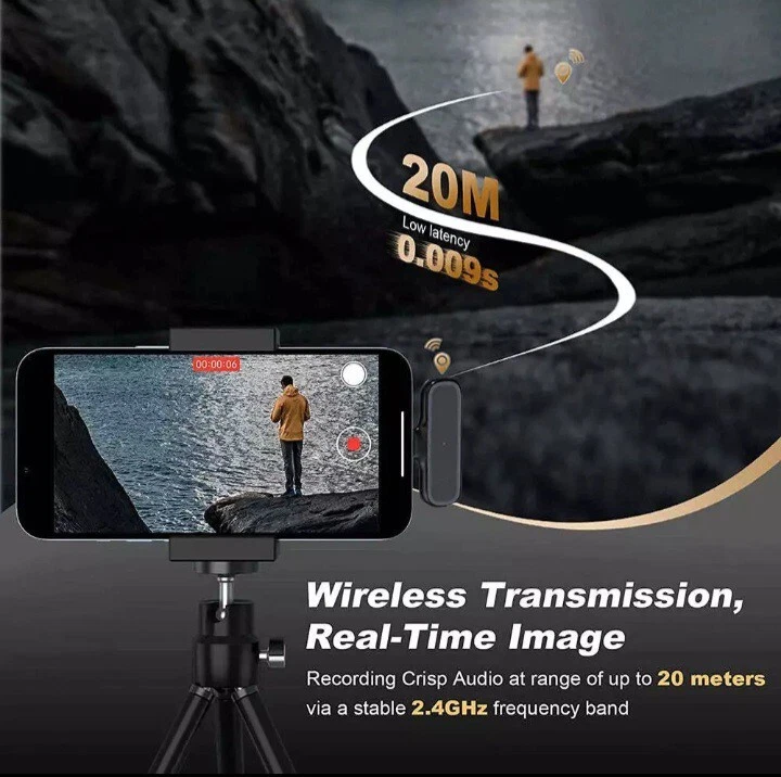 Wireless HD Radio Live Microphone K61 Dual Mic 20 Meters for Mobile Phone ...238 - Image 4 of 4