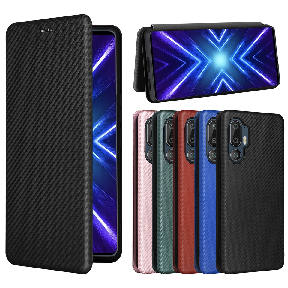 For HTC U24 Pro, Shockproof Wallet Carbon Fiber Business Cover Leather Case - Image 2 of 4
