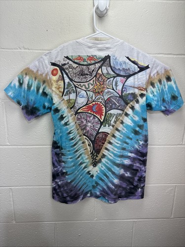 Vintage 90s Liquid Blue Tie Dye L T Shirt 1990 Janet Regan Animals Spider Web - Picture 12 of 21