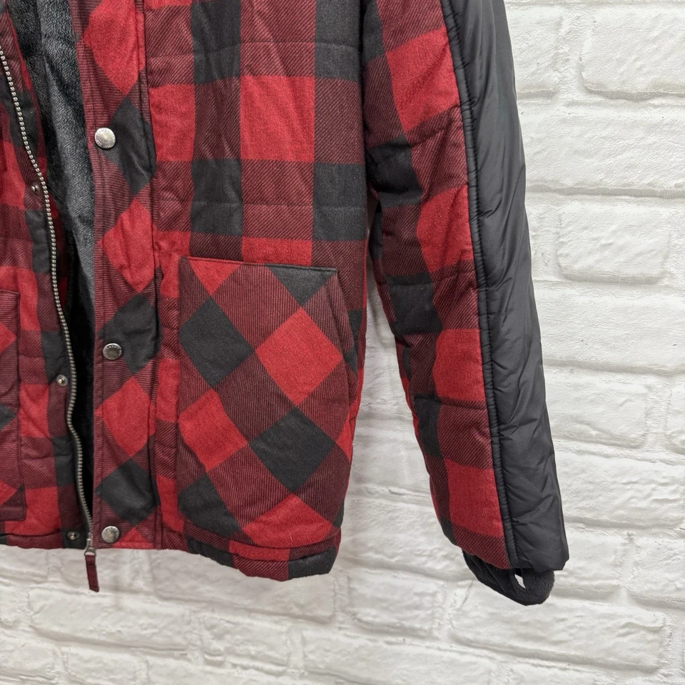 Chaqueta acolchada a cuadros de búfalo forrada de lana Lands End para niños roja y negra talla 14/16 Foto 4 de 4