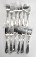 Oneida Stainless Rim Salad Dessert Forks Tableware Glossy Outline Set Of 12