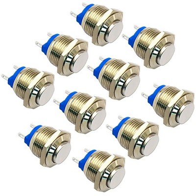 16mm High Round Cap Waterproof Momentary Stainless Push Button 2A 36V 10 PCS