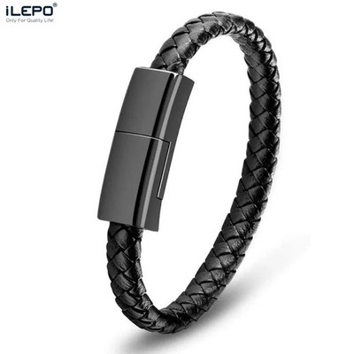 ILEPO Bracelet USB Charging Cable Leather Wearable Charger for Smartphone Type-C