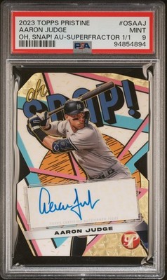 AARON JUDGE 2023 TOPPS PRISTINE SUPERFRACTOR OH SNAP! AUTO SP 1/1 PSA 9 MINT