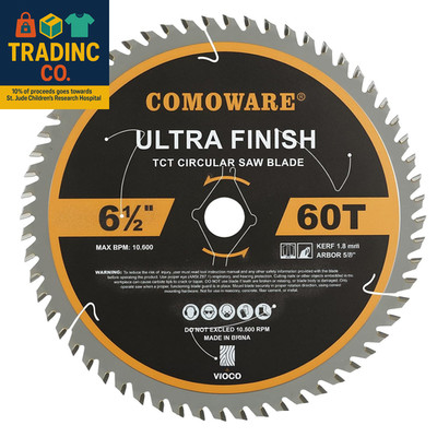 6 1/2  Circular Saw Blade, 60T ATB Circular Saw Blade, 5/8'' Arbor, TCT Carbide-T