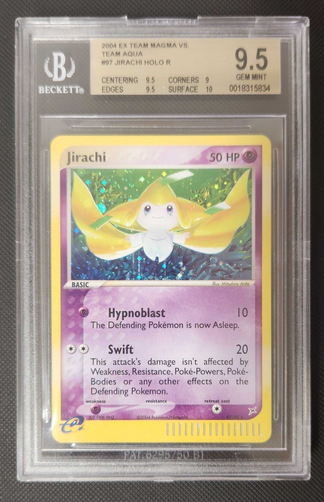 2004 Ex Team Magma Vs Team Aqua 97/95 Jirachi Holo Graded Beckett 9.5