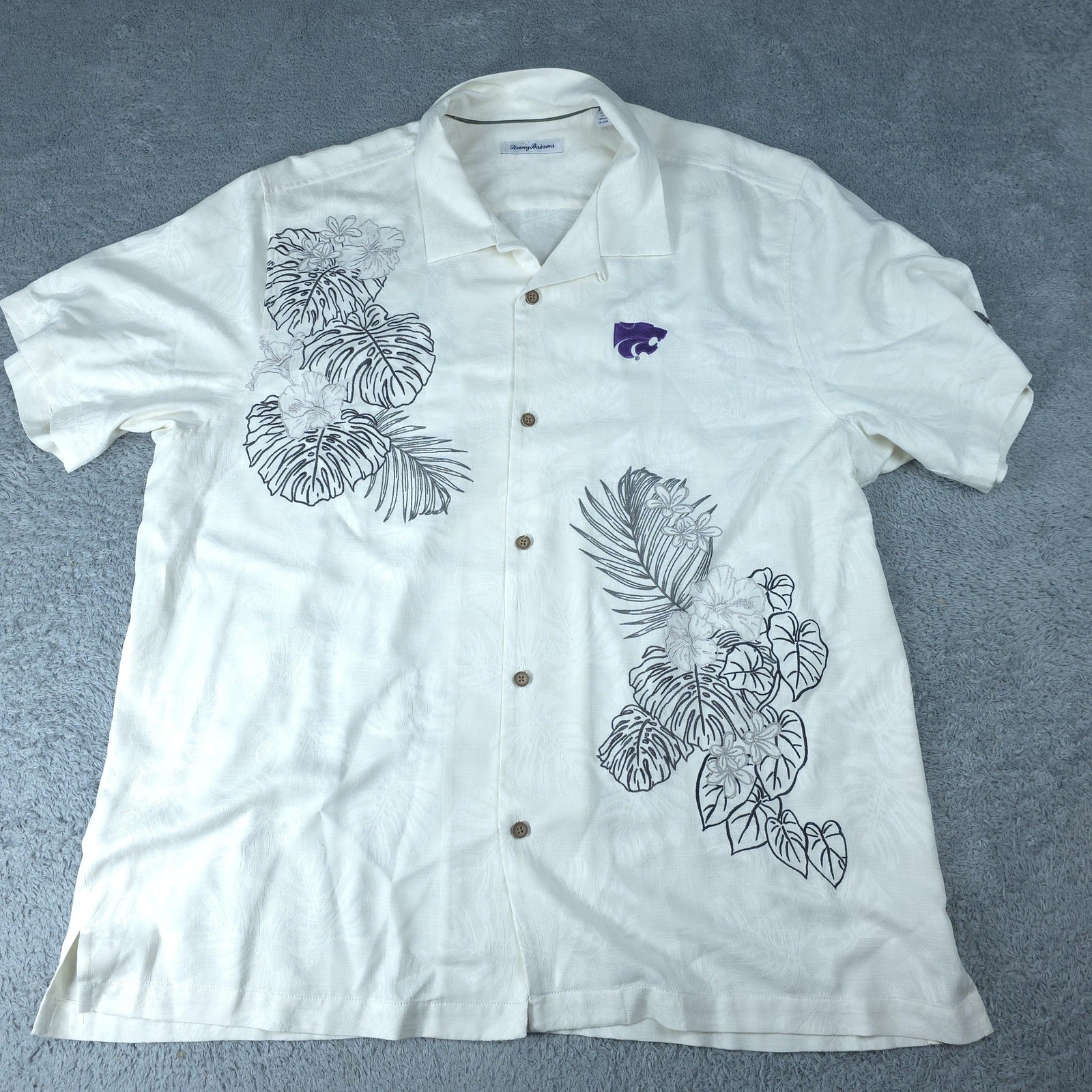 Kansas State Wildcats Shirt Mens 2XL White NCAA Football Tommy Bahama Silk
