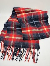 LOCHCARRON OF SCOTLAND 100 Lambswool Red Plaid Tartan Scarf Vintage