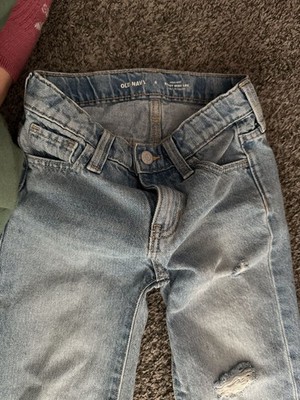 Old Navy Girls Size 6 High-Rise Baggy Wide-Leg Built-In Tough Distressed Jeans