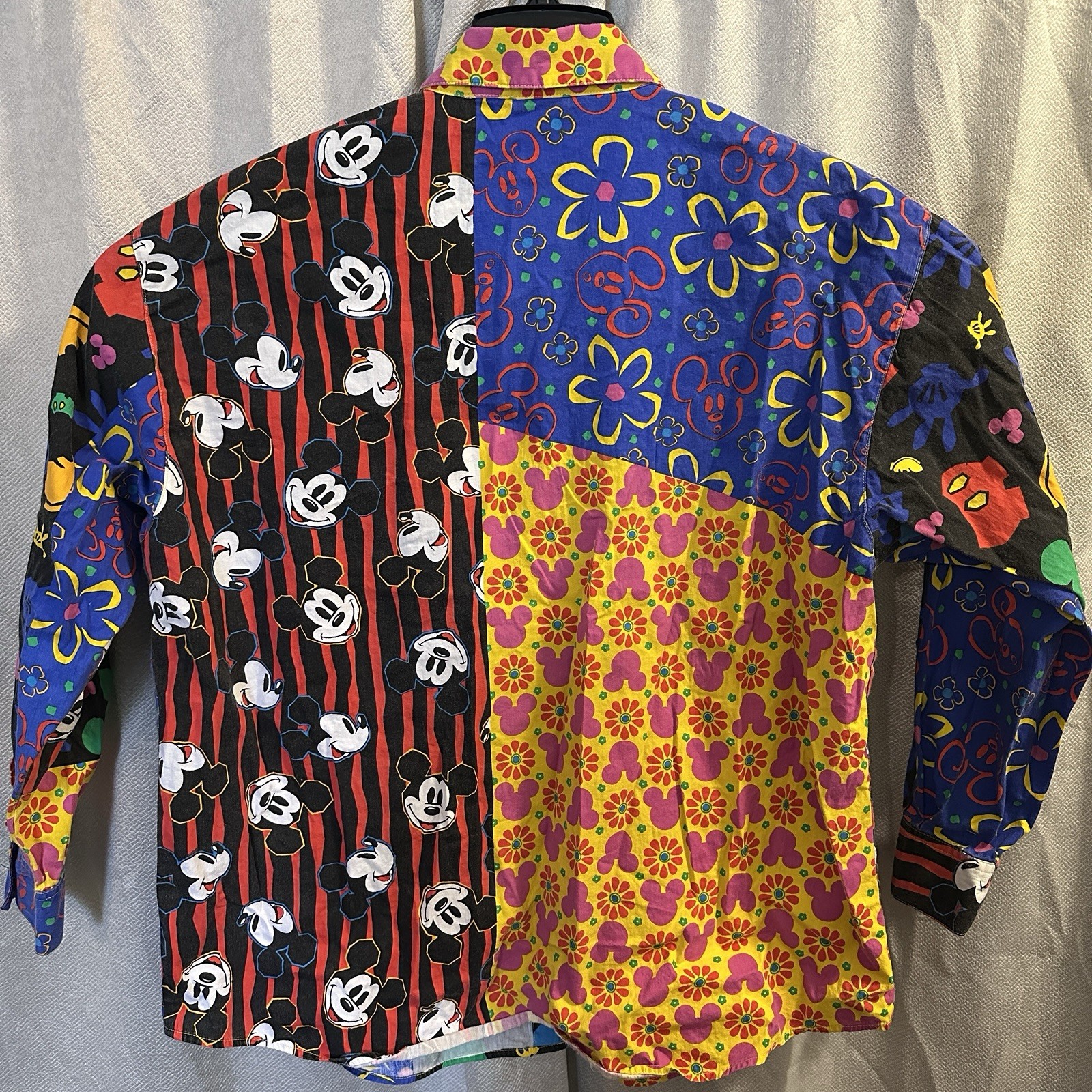 VTG Mickey Mouse Pattern Multi Color Patchwork Co… - image 2