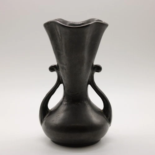 VINTAGE Red Wing Pottery Black Two-Handled Vase #505