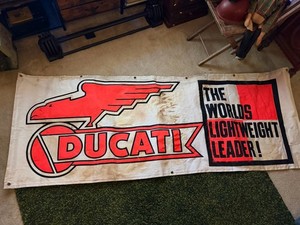 Vintage Ducati Motorcycles Dealership Store Display Advertising Banner 91x33"