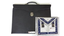 Masonic Past Master Apron Navy Blue Case Gold Embroidery Regalia Set