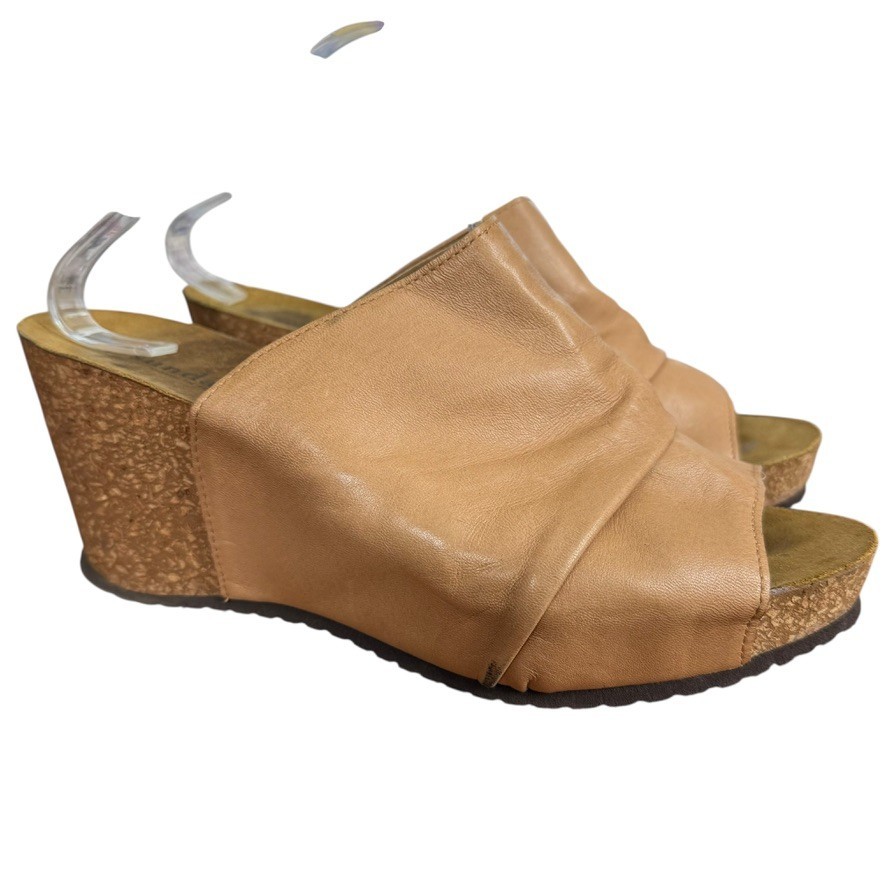 APL Sandali Sundance donna pelle marrone zeppa sughero plateau scarpe slide 40 9 9 5