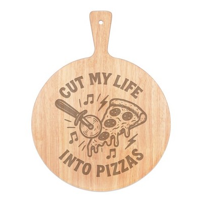 Cut My Life Into Pizzas Pizzabrett Paddel Holz rund lustig Schale Geschenk 45x34cm