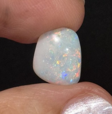2.5ct 12.5x10x3.5mm Colorful White Australian Crystal Pipe Opal Cabochon Gem